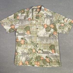 Tommy Bahama Hawaiian Shirt Men Large Floral 100%‎ Silk Short Sleeve